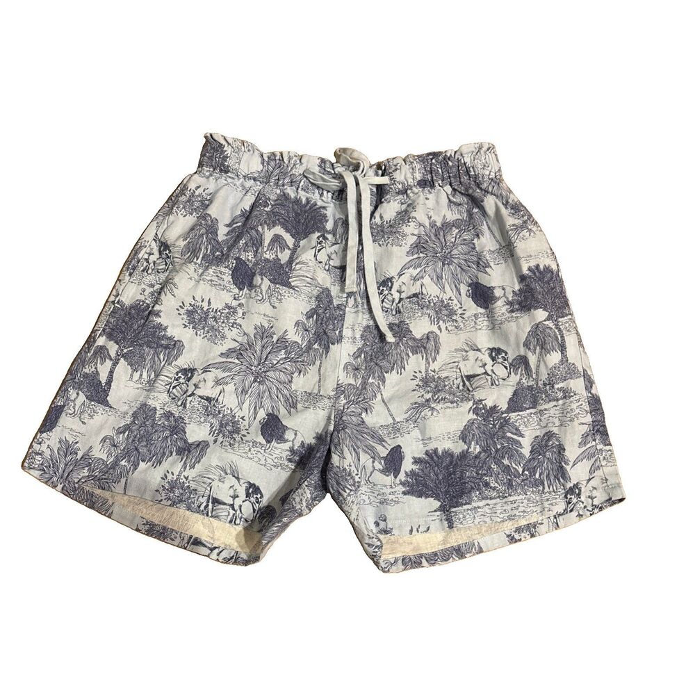 JOHNNY WAS WORKSHOP Stretch Waist Tropical Floral Linen Blend Shorts Sz XS Lions